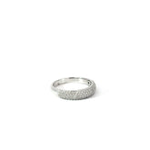 14k White Gold .75ct G VS2 Round Diamond 4 Rows Domed Pave Band